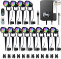 SUNVIE 12 Pack RGBW Color Changing Landscape Lights with 300W Low Voltage Landscape Transformer 12-24V LED Landscape Lighting Kit Waterproof Multicolor Spotlights for Christmas House Yard Tree Garden