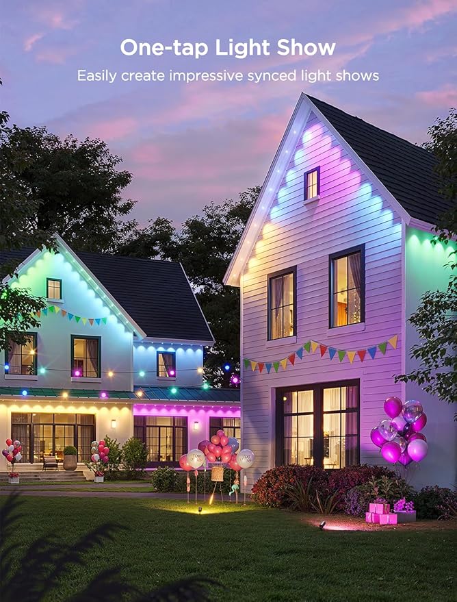 Govee Permanent Outdoor Lights 2, 50ft RGBIC Outdoor Lights with 36 LED Lights, IP67 Waterproof, 100 Scene Modes with 40lm White for Outdoor Decorations, Works with Alexa, Google Assistant, White