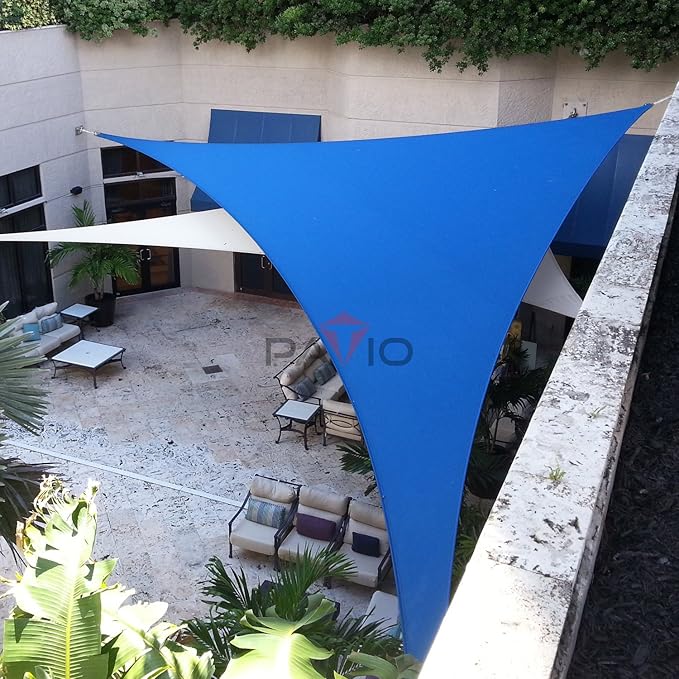 Patio Paradise 13' x 13' x 13' Sun Shade Sail Triangle Canopy Shade Cloth Fabric Sunlight Block Patio Pergola Cover HDPE Deck Awning for Outdoor Backyard Roof Shading, Blue