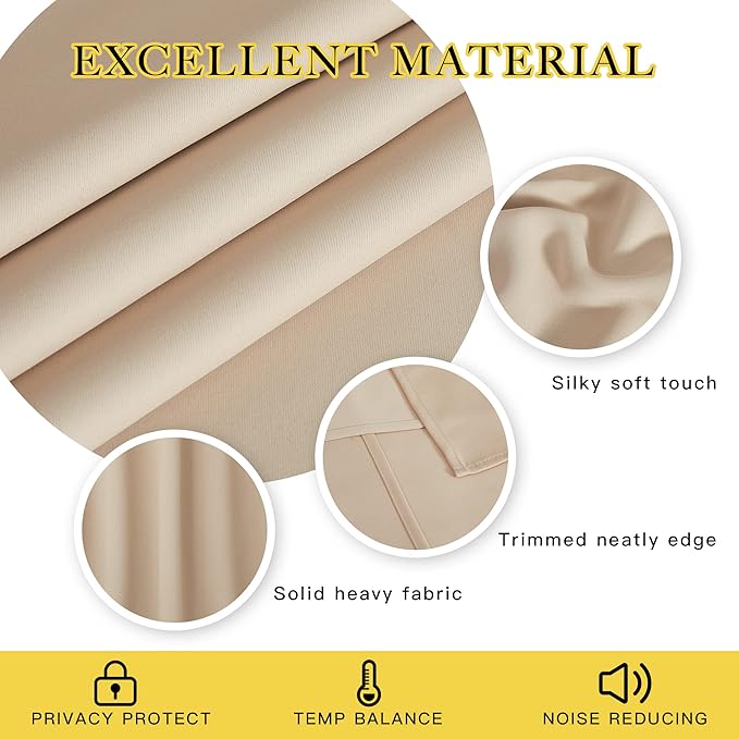 NICETOWN 72 inch Sliding Door Curtain for Bedroom, Grommet Thermal Insulated Window Treatment Room Darkening Sound Reducing for Home Office, Biscotti Beige, 1 Panel, W100 x L72