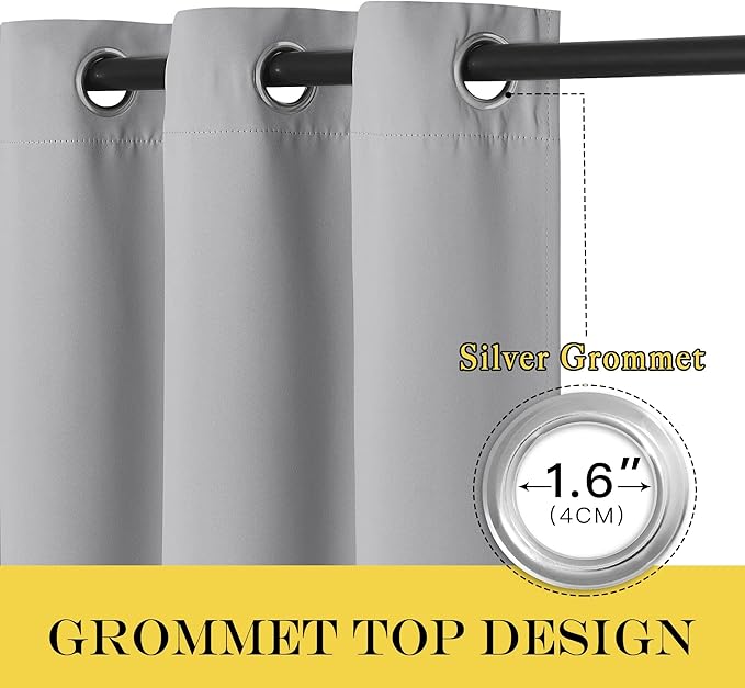 NICETOWN Silver Gray Sliding Door Curtains 108 inches Long - Grommet Blackout Light & Sound Blocking Room Divider Curtains Window Treatments for Dining Room/Bedroom (W100 x L95, 1 Panel)