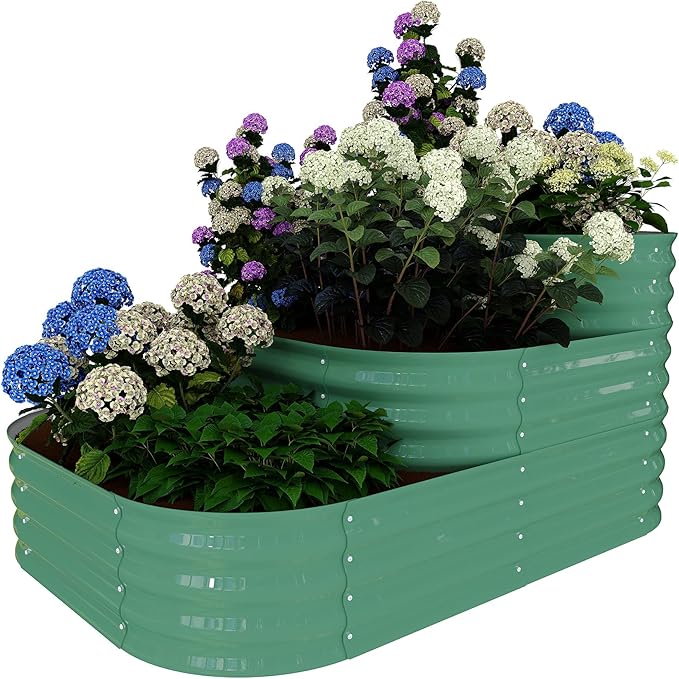 Garvee Galvanized Raised Garden Bed Kit - 61x42x31 in Outdoor Planter Box for Vegetables, Flowers. Modular 3-in-1 Raised Garden Beds Outdoor with Open Base, Garden Box for Deep Root Growth, Green