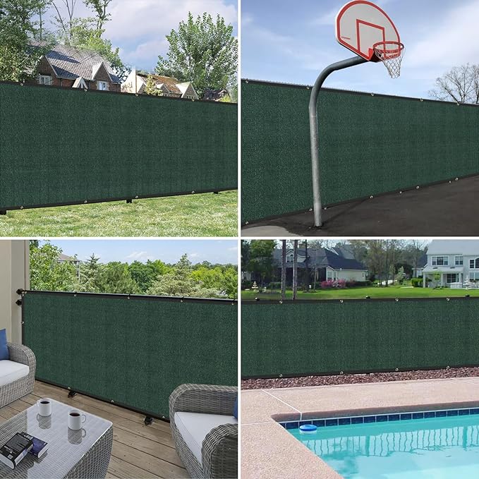 WINDSCREEN4LESS 6' x 3' Privacy Fence Screen in Green W/ Brass Grommet 85% Blockage Windscreen Outdoor Mesh Fencing Cover Netting 150GSM Fabric - Custom Size