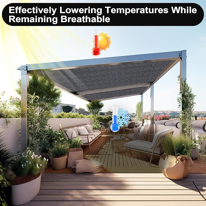 Artpuch 90% Sun Shade Cloth, 5 x 8 FT Pergola Shade Cover Canopy with Grommets, Sun Screen Fabric Tarp for Patio, Outdoor, Garden, Backyard, Dark Grey