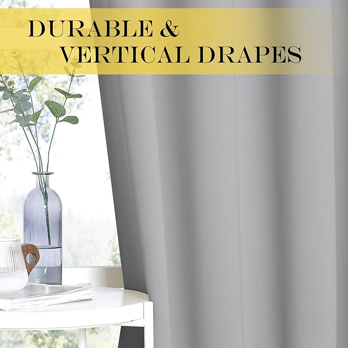 NICETOWN Bedroom Curtain Room Darkening Drapery 102 inches Length - Home Fashion Thermal Insulated Grommet Room Darkening Curtain for Living Room (Silver Grey, 1 Panel, 52 x 102 inches)