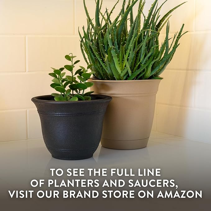 The HC Companies Sierra Round Self-Watering Pot - Lightweight Plastic Planter for Herbs & More - Durable Plant Pots for Indoor Plants & Outdoor Plants (7.5” Rustic Redstone, Pack of 1)
