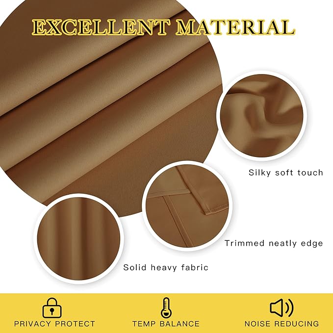NICETOWN Patio Curtain for Sliding Glass Door - Grommet Blackout Thermal Curtain Room Darkening Sound Reducing Drape for Bedroom/Living Room (Gold Brown, 1 Panel, W100 x L84)