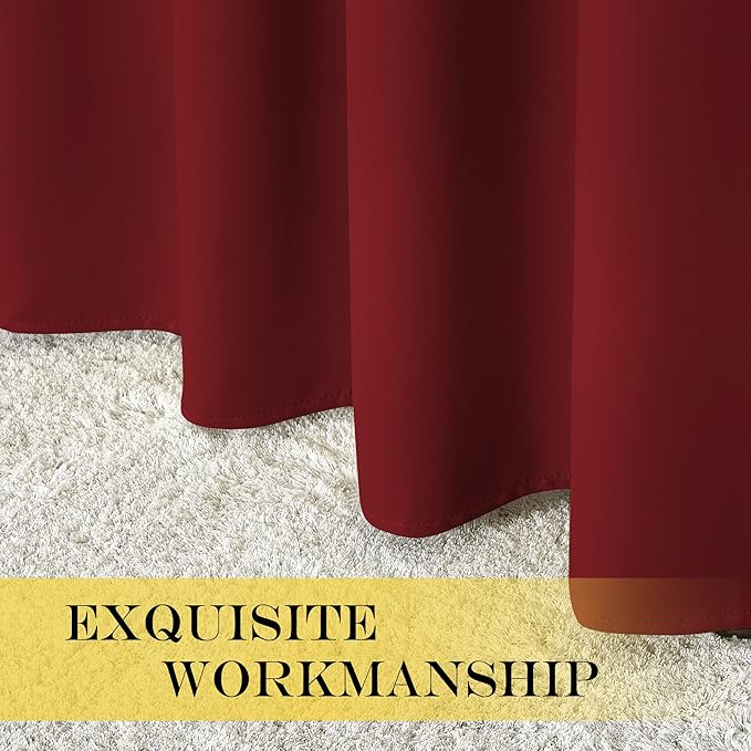 NICETOWN Sliding Door Window Treatment Blackout Patio Door Curtain Panels, Privacy Thermal Drapes for Bedroom Living Room Department with Grommet Top (Burgundy Red, W66 x L110)