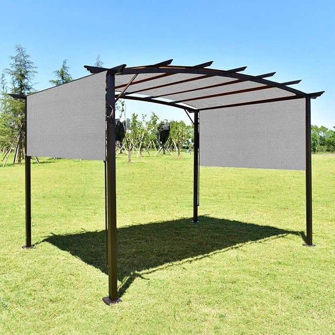 Eden's Decor Straight Flat-Edged Sun Shade Sail Rectangular 10' x 22' Grey UV-Blocking Outdoor Canopy Fabric Cloth Awning for Pergola Patio Garden Backyard Custom Size
