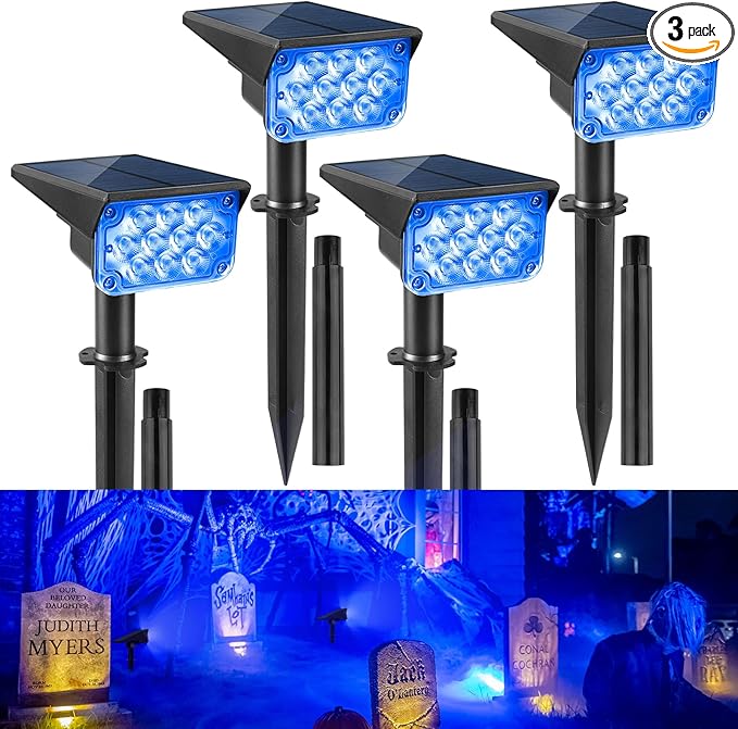 Solar Spot Lights Outdoor, Blue Solar Spotlights Landscape Lighting with IP65 Waterproof 20 LEDs Landscape Spotlight for Garden Path Yard Holiday Decoration 4 Pack