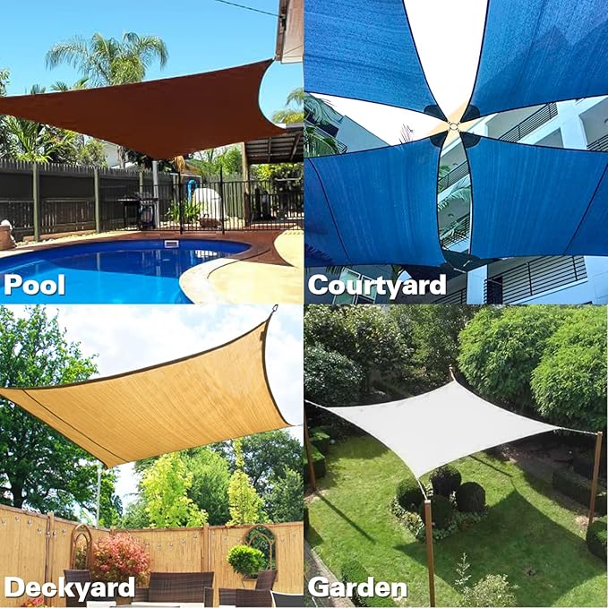 KANAGAWA 12'X14' Turquoise Mix Custom Size Sun Shade Sail Rectangle UV Block Canopy Cover for Patio Backyard Lawn Garden Outdoor (Customized Available)