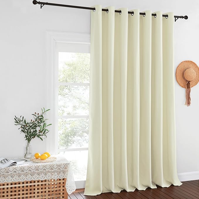NICETOWN Blackout Curtains for Sliding Glass Door Room Divider Noise Reduce Curtain Panel Portable Window Screen Sliding Partition, W100 x L102 inches, 1 Panel, Beige