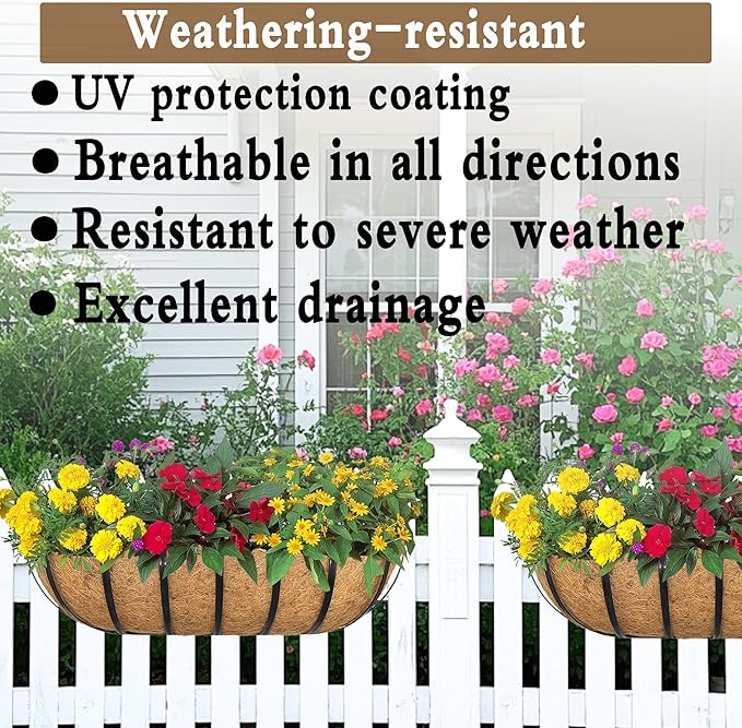 4pack 36-inch Window Sill Window Railing Planters with Cocoa Liner for Outdoor Balconies, Porches, Fences, Patio Railings