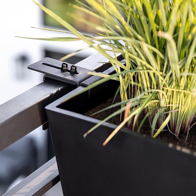Veradek Pure Series Railing Planter - Plastic Hanging Planter for Outdoor Balcony/Fence | Durable All-Weather Use with Adjustable Brackets | Modern Décor for Flowers, Succulents, Hanging Plants