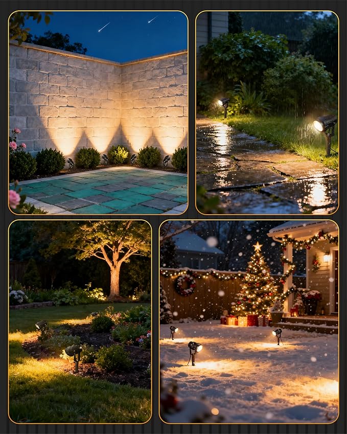 6W 700LM Low Voltage Landscape Lighting, 12V AC/DC 3000K Warm White LED Low Voltage Landscape Lights, IP65 Waterproof Outdoor Spotlights with Connectors for Garden Tree Yard 2 Pack W01SLP206