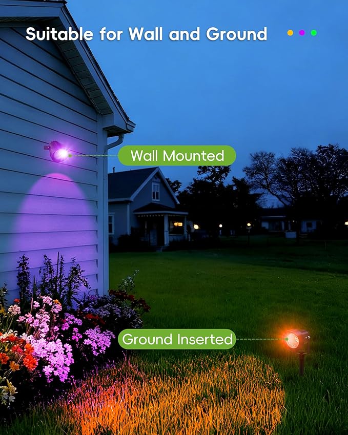 CORESLUX Christmas Smart Spot Lights Outdoor, Color Changing Warm White Landscape Lights with APP and Remote Control, Spotlight Waterproof for Garden Yard Patio Landscape