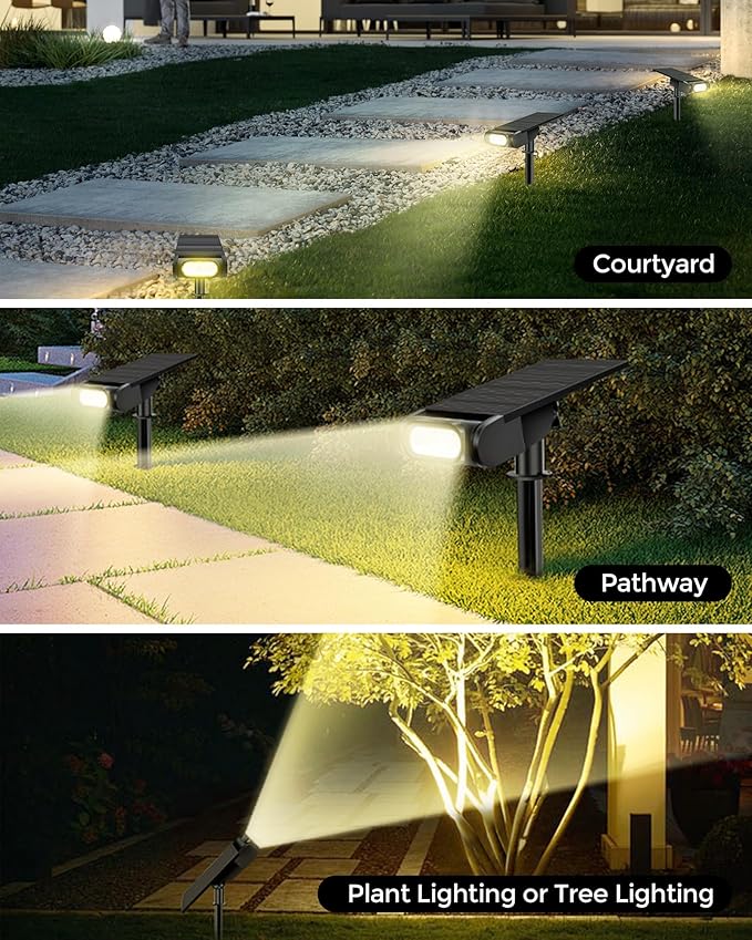 RGB Christmas Solar Spot Lights Outdoor, 12 RGB Color Modes Landscape Light Waterproof IP67 with Remote Control, 2-in-1 Color Changing RGB/Cool/Warm White for Yard Garden Garden (6 Pack)