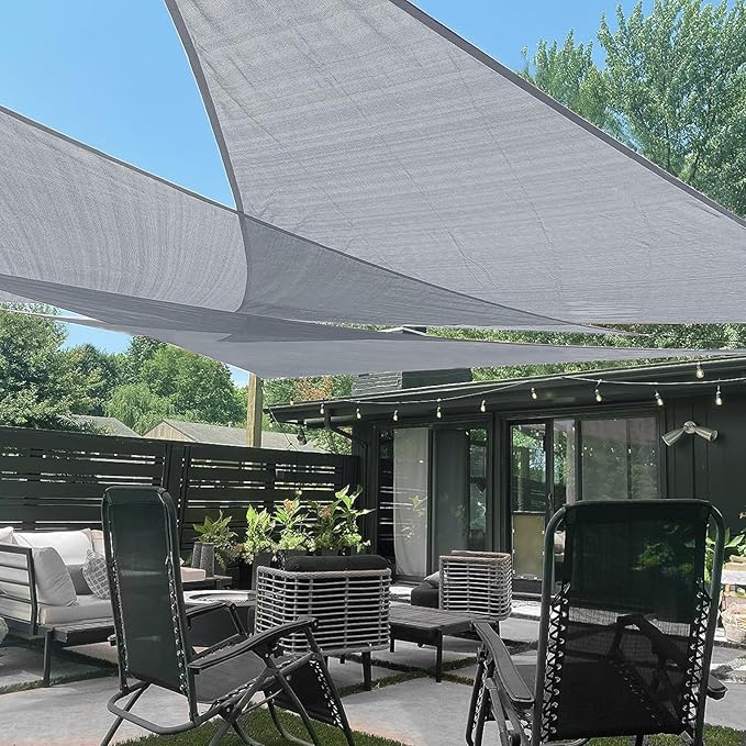 LOVE STORY Custom Size 10'x18'x20.6' Silver Grey Sun Shade Sail Triangle Sunshade Fabric Awning Canopy for Patio Backyard Carport Pergola (Customized)