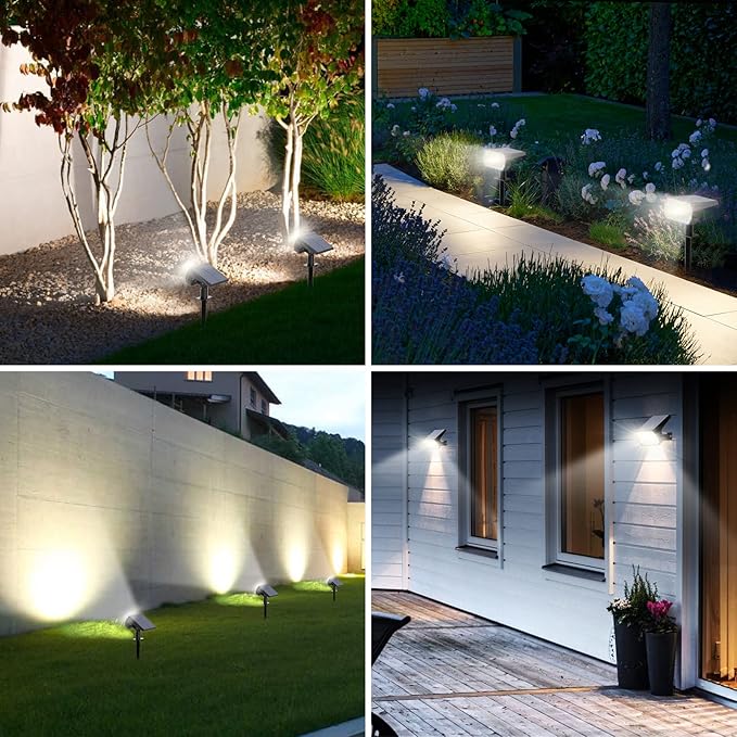 Solar Spot Lights Outdoor, [8 Pack/65 LED] 2-in-1 Solar Landscape Spotlights, 3 Lighting Modes Solar Garden Lights, IP65 Waterproof Flood Lights for Patio Pathway Driveway Yard(Cool White)