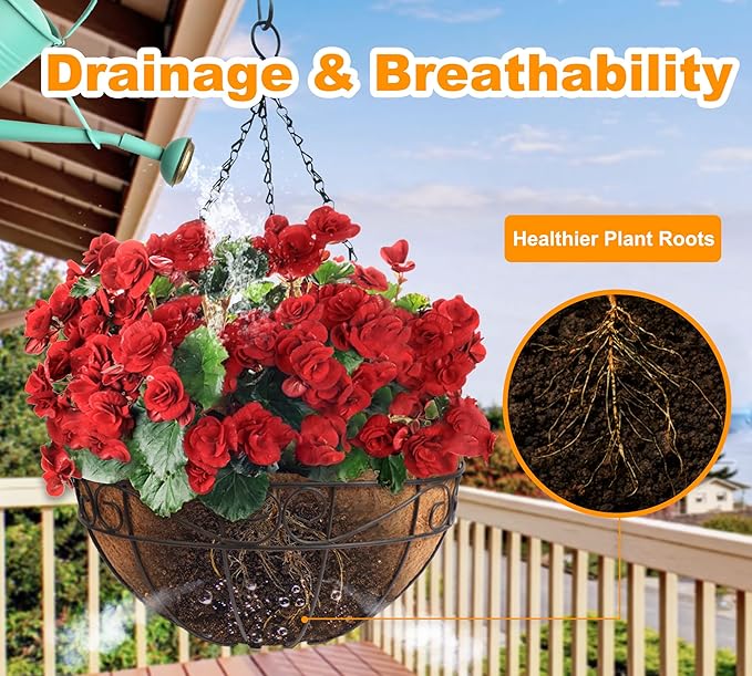 Y&M 4PCS 16" Round Coconut Fiber Liner Pre-Formed Replacement for 16'' Hanging Basket