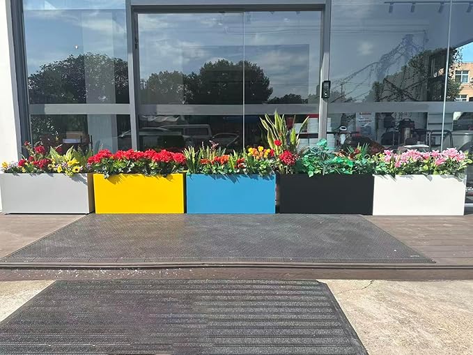 40" L x 16" W x 18" H Metal Large Rectangular Planter - Long Planter Box for Outdoor Patio/Porch Planter Boxes Outdoor Modern Design for Plants, Flowers, Garden,Spliced Flower Pot (Navy)