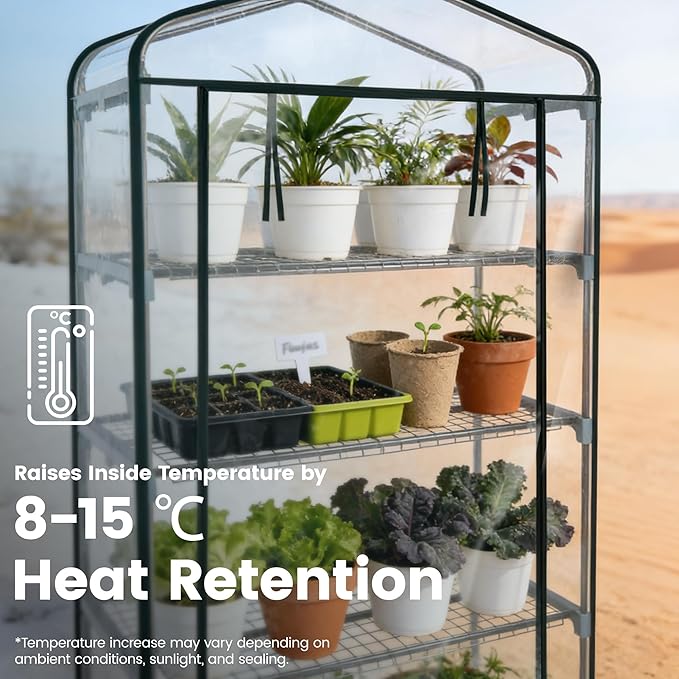 Worth Garden 50% Extra Wide Mini Greenhouse 5 Tier Portable Plant Green House 40in Wide -Sturdy Gardening Shelves with PVC Cover - Indoor & Outdoor Wheatgrass Growing - 19″x40″x75″