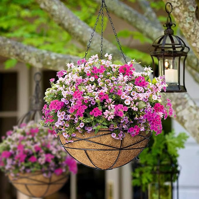 20 Inch Natural Coconut Husk Fiber Liners for planters Round Coco Replacement Liners for Hanging Flower Basket Planter Large Coco Coir Pots for Outdoor Garden Planting – 2 Pack