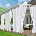 White Outdoor Curtains for Patio Waterproof - 6 Panels Privacy Weatherproof Outside Curtains with Grommets for Pergola, Gazebo, Porch, Cabana, Balcony, 54 x 95 Inch