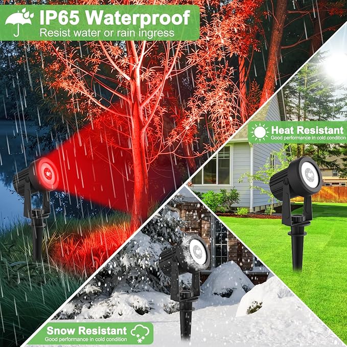 Solar Spotlights Outdoor Waterproof, RGB Landscape Spotlights, Christmas Decorative Solar Spot Lighting for Garden, Yard, Pathway, Lawn, Poolside, Party, 4-in-1 Mounted (RGB, 1 Pack)