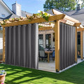 NICETOWN 2 Panels Outdoor Curtains for Patio Waterproof, W100 x L84 Windproof Extra Wide Grommet & Back Tab on Top & Bottom Thermal Insulated Sun Blocking Drapes with Rope for Gazebo, Grey