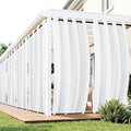 Outdoor Curtains for Patio Waterproof 6 Panels - Windproof, Privacy, Weatherproof Outside Drapes for Gazebo Pergola Porch, Grommet Top and Tab Bottom, 54x108 Inch, White