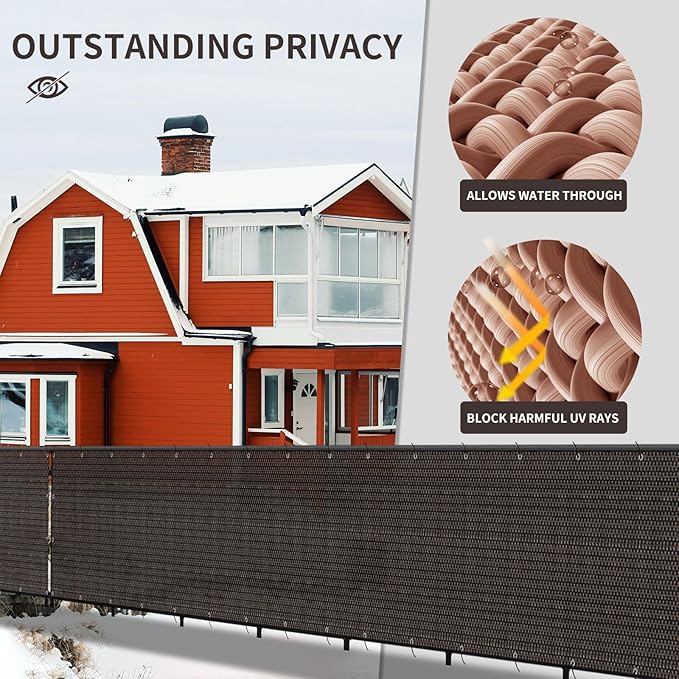 LOVE STORY Custom Size 2'6''x19' Brown Balcony Privacy Screen,UV Block Privacy Fence Screen,90% Shield for Outdoor Pool Garden Apartment Railing
