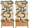Yaheetech 72" H Garden Planter with Trellis for Vine Climbing Horticultural Plants, Yard Box Outdoor w/Drainage Holes, Garden Planter Bed for Flowers Herbs, Light Brown