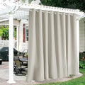 RYB HOME Extra Wide Outdoor Curtains for Patio Waterproof Heavy Duty Thermal Insulated in Summer Full Coverage Privacy for Porch, Cabana & Pool, W120 x L84, Natural, 1 Panel