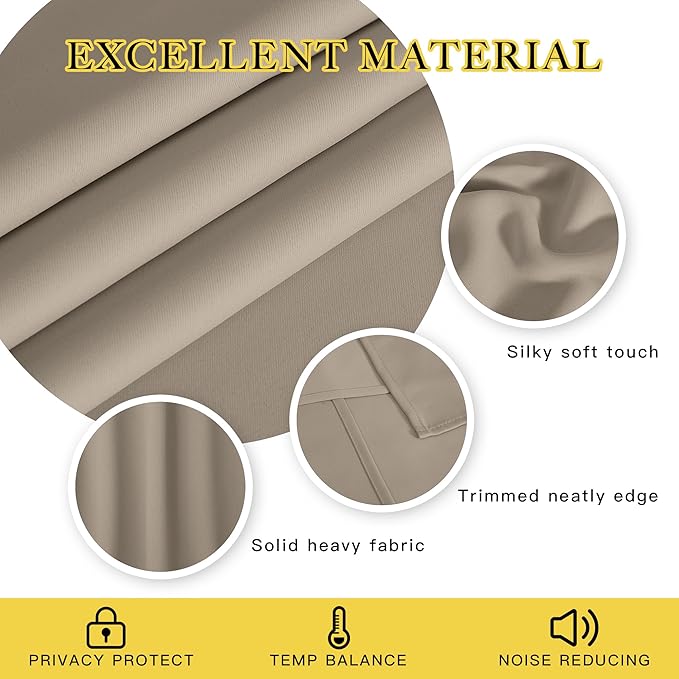 NICETOWN Blackout Patio Curtains 100 x 144 Inches Long for Sliding Door Extral Wide Blackout Curtain Panels Thermal Insulated Room Divider - Grommet Top, 100" W x 144" L, 1 Panel, Taupe