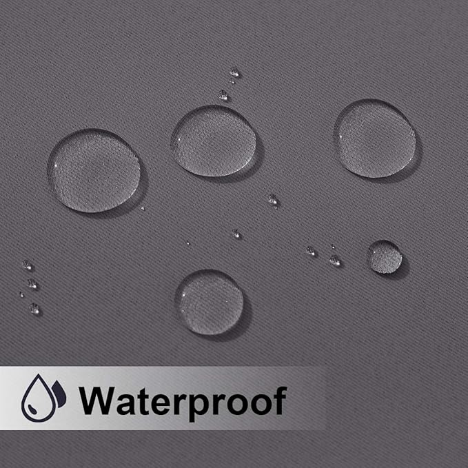 NICETOWN 2 Panels Waterproof Patio Outdoor Curtains 95 inches Long, Thermal Insulated Sun & Heat Blocking Privacy Blackout Extra Wide Outdoor Indoor Window Drapes for Porch/Garage, Grey, W84 x L95