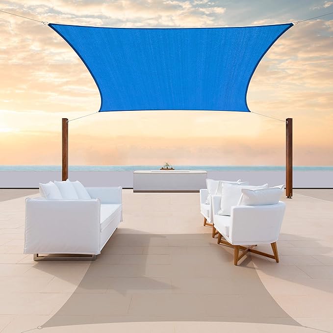 ColourTree TAPR1616 Custom Size 7' x 15' Blue Sun Shade Sail Canopy UV Block UPF50 Rectangle - Commercial Standard Heavy Duty - 190 GSM - 3 Years Warranty