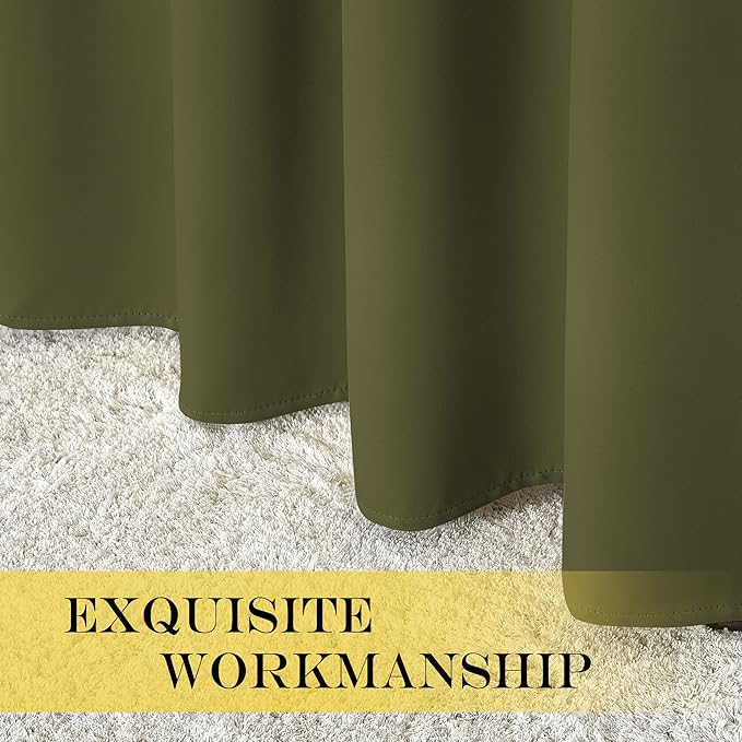 NICETOWN Blackout Curtains 54 Inches Long, Thermal Insulated Room Darkening Curtains for Bedroom, Window Treatment Drapes for Living Room Nursery (W66 x L54 Inch, Olive Green, 1 Panel)