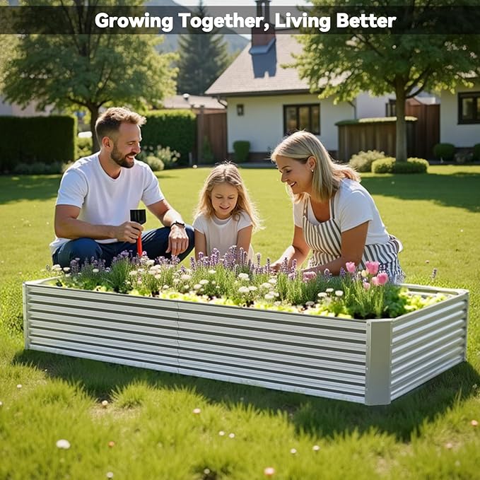 3 Pack Raised Beds for Gardening, Corrugated Galvanized Steel Raised Garden Bed, Outdoor Metal Above Ground Garden Bed for Vegetables and Flowers-36x18Inch(Rectangular)