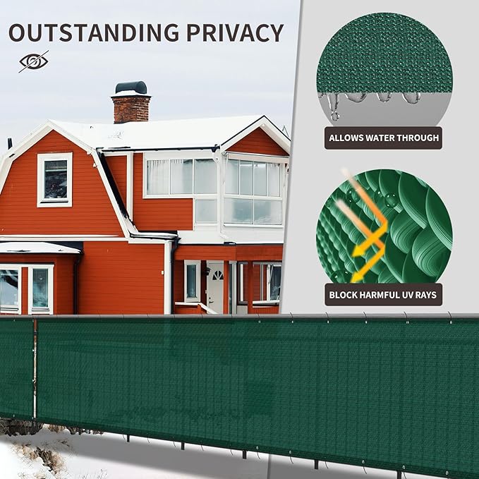 LOVE STORY Custom Size 3'x15' Dark Green Balcony Privacy Screen,UV Block Privacy Fence Screen,90% Shield for Outdoor Pool Garden Apartment Railing