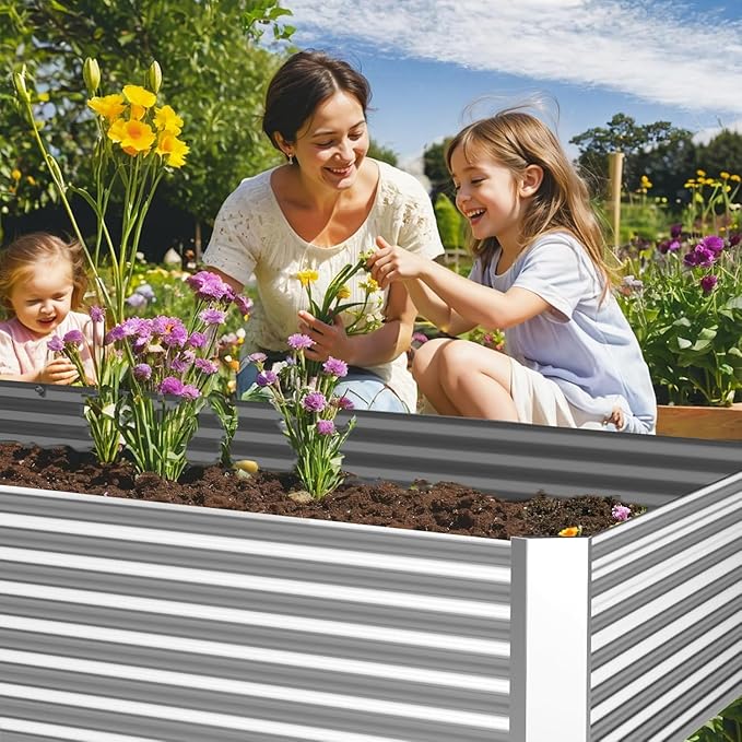 FRIZIONE 3pcs 6x3ft Galvanized Raised Garden Bed Outdoor,Above Ground Garden Bed for Vegetable,Metal Raised Beds for Flower,Steel Raised Beds for Gardening