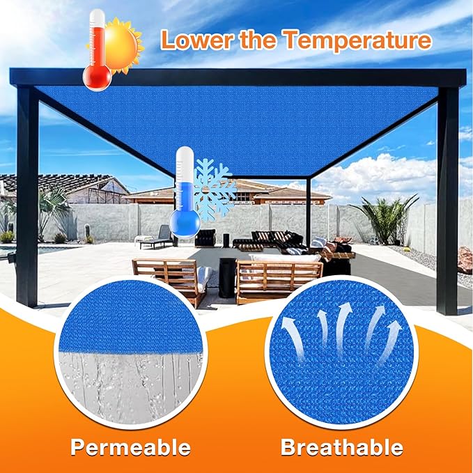 Artpuch Outdoor Pergola Shade Cover 4' X 16' Sun Shade Cloth with Grommets, 90% UV Protection Canopy Patio Privacy Screen (Customized Available) GN107, Blue