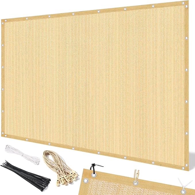 Artpuch 90% Sun Shade Cloth, 8 x 12 FT Pergola Shade Cover Canopy with Grommets, Sun Screen Fabric Tarp for Patio, Outdoor, Garden, Backyard, Wheat