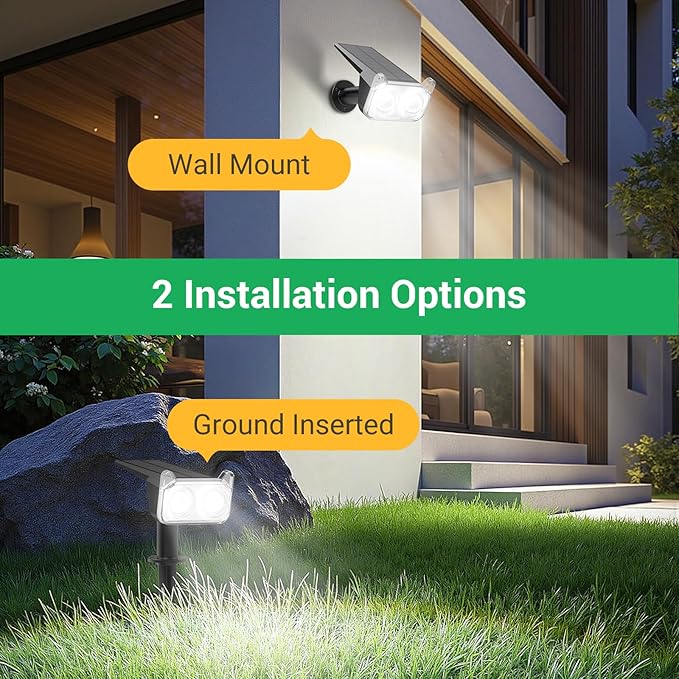 WdtPro Upgraded Bright Solar Lights Outdoor Waterproof, Auto ON/Off Solar Spot Lights Outdoor, Dusk to Dawn Spotlights, Adjustable Landscape Lighting for Yard Tree Path Garden, Cool White, 6 Pack