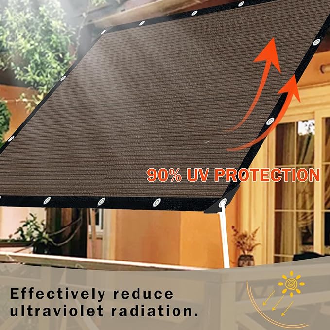 Sun Shade Cloth with Grommets,90% UV Protection Shade Fabric,Pergola Shade Cover Canopy Fence Privacy Screen Balcony,Brown Sunshades for Patio Pergola Garden Backyard Outdoor,Mocha-3x6FT