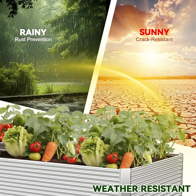 2 Pack Tall 6x3FT Raised Beds for Gardening, Corrugated Galvanized Steel Raised Garden Bed, Outdoor Metal Above Ground Garden Bed for Vegetables and Flowers(Rectangular)
