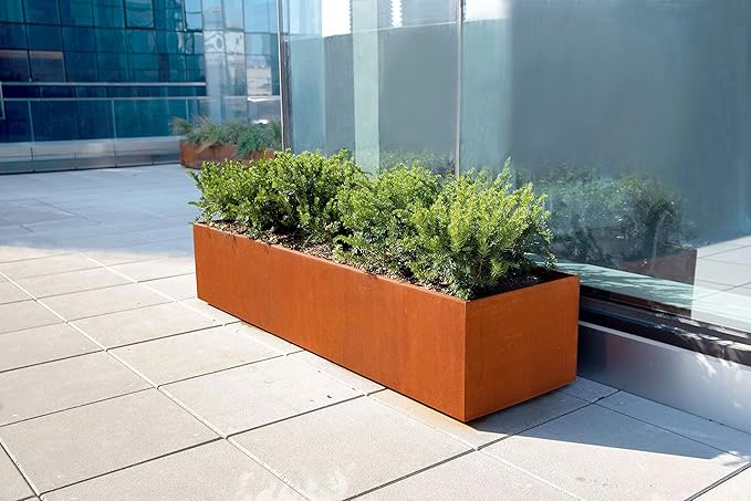 Plantercraft Large Rectangular Planters for Outdoor Plants – 36x12x18 Inch Corten Steel Planter | Heavy Duty Metal Planter Box for Modern Garden & Patio Landscaping | Fully Welded, Made in USA