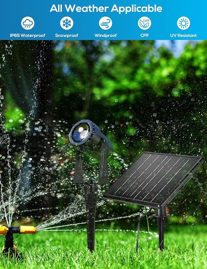 ZYAN Solar Landscape Spotlights, Separate Monocrystalline Panels & USB-C Powered 10800mAh Auto On Off Dusk to Dawn, Outdoor IP65 Waterproof, Warm White for Yard Path Patio (100 Lumens × 8 Pack)