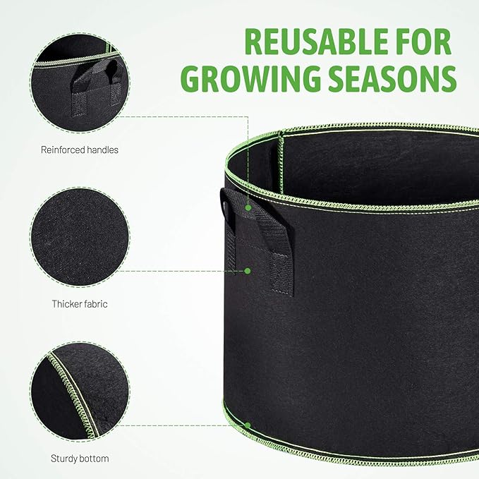 Delxo 10-Pack 7 Gallon Grow Bags Heavy Duty Aeration Fabric Pots Thickened Nonwoven Fabric Pots Plant Grow Bags with Handles