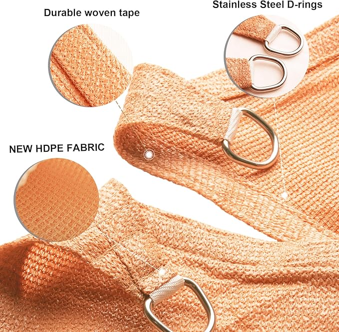 SUNLAX Sun Shade Sail 14' x 15' Peach Fuzz Rectangle Canopy Sail Shade Cover UV Block Permeable Sunshade Outdoor for Patio Backyard Deck Pergola (We Make Custom Size)
